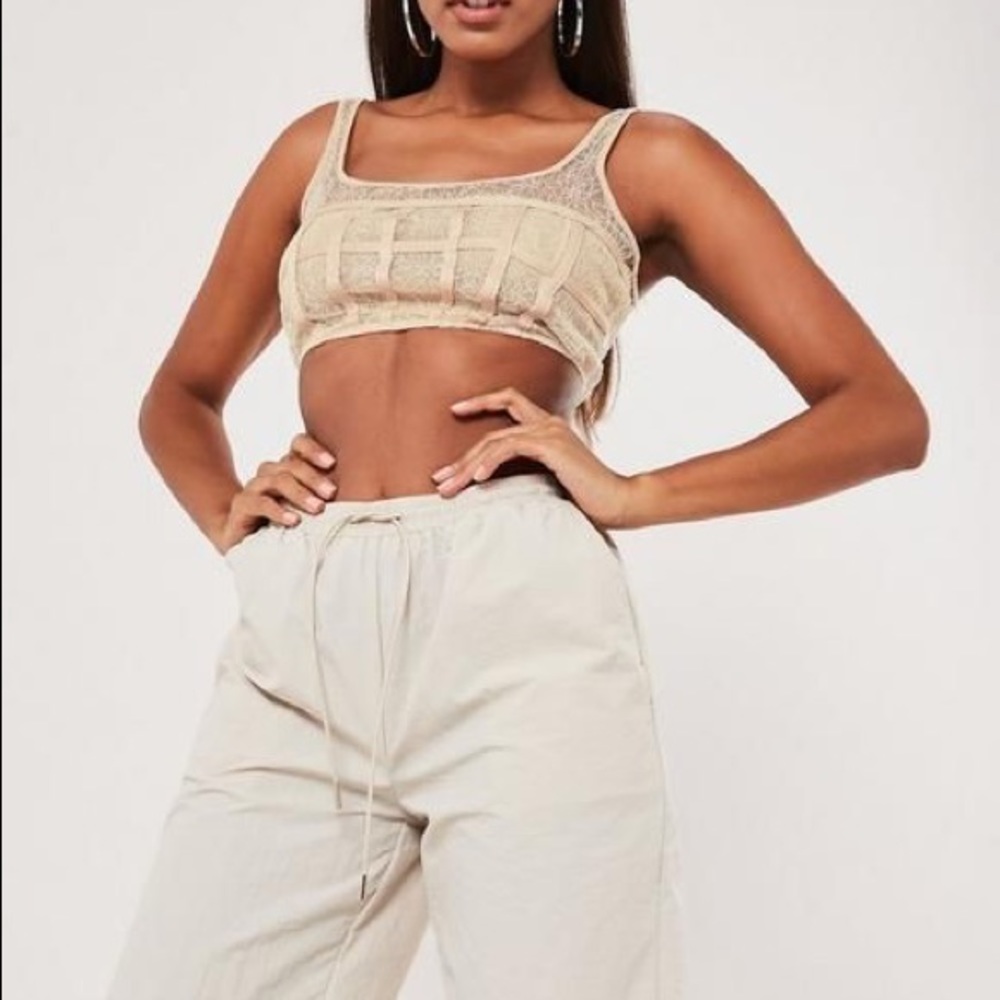 Missguided Petite Cream Lace Corset Top
